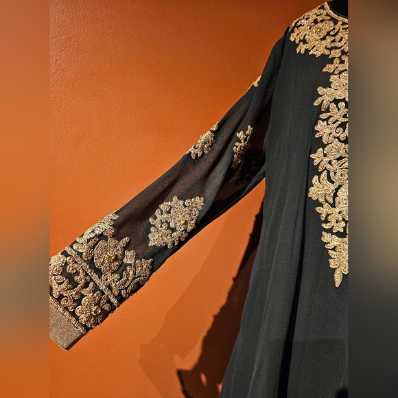 Like New Black Gold Anarkali Suit w/ Chudidaar - Picture 6 of 10